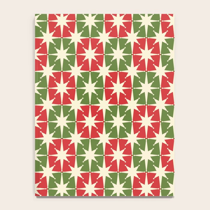 Mid Century Modern Atomic Stars Checkered Christmas Retro Starburst Pattern Notebook Gallery Image 4