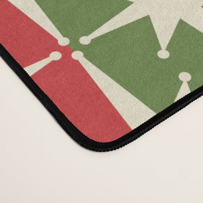 Mid Century Modern Atomic Stars Checkered Christmas Retro Starburst Pattern Desk Mat Gallery Image 4
