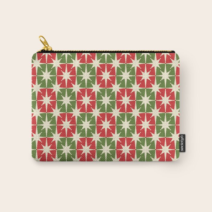 Mid Century Modern Atomic Stars Checkered Christmas Retro Starburst Pattern Carry All Pouch Gallery Image 1
