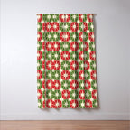 Mid Century Modern Atomic Stars Checkered Christmas Retro Starburst Pattern Window Curtain Gallery Image 3