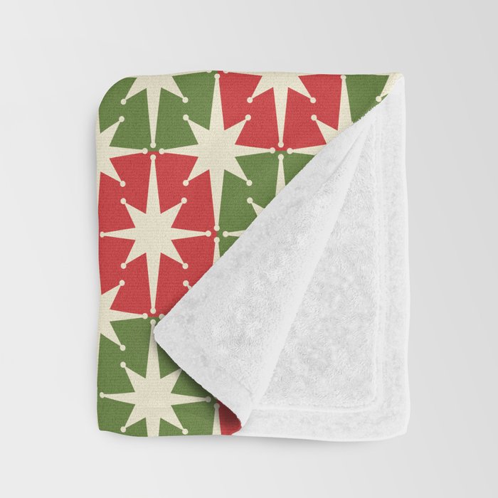 Mid Century Modern Atomic Stars Checkered Christmas Retro Starburst Pattern Throw Blanket Gallery Image 3