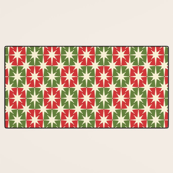 Mid Century Modern Atomic Stars Checkered Christmas Retro Starburst Pattern Desk Mat Gallery Image 3