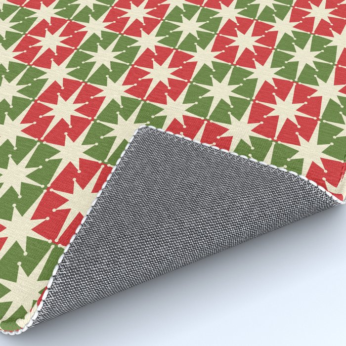 Mid Century Modern Atomic Stars Checkered Christmas Retro Starburst Pattern Rug Gallery Image 4