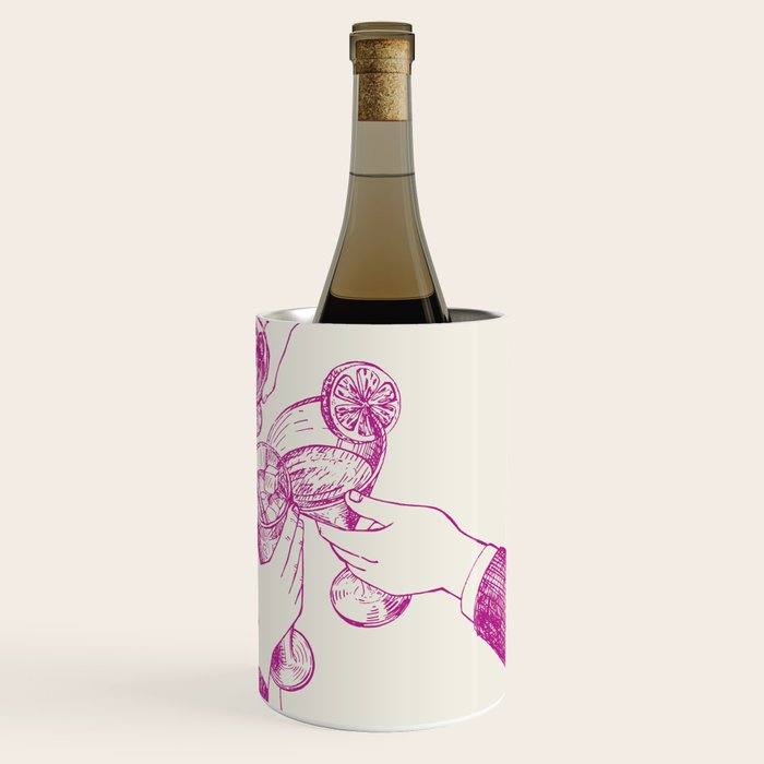 Cheers - Pink Retro Cocktails, Vintage Illustration Wine Chiller Gallery Image 3