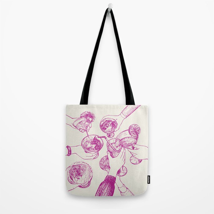 Cheers - Pink Retro Cocktails, Vintage Illustration Tote Bag Gallery Image 2
