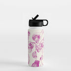 Cheers - Pink Retro Cocktails, Vintage Illustration Water Bottle Gallery Image 1