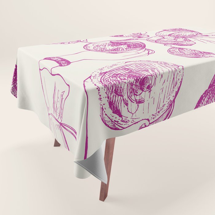 Cheers - Pink Retro Cocktails, Vintage Illustration Tablecloth Gallery Image 1