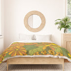 Orange, Brown, Yellow and Green Retro Daisy Pattern Duvet Cover Gallery Image 3