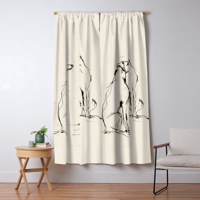 Greyhound Pair - Modern Sketch Window Curtain Gallery Image 5