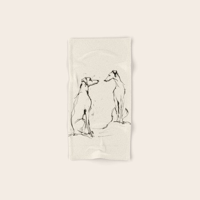 Greyhound Pair - Modern Sketch Bath Towel Gallery Image 1