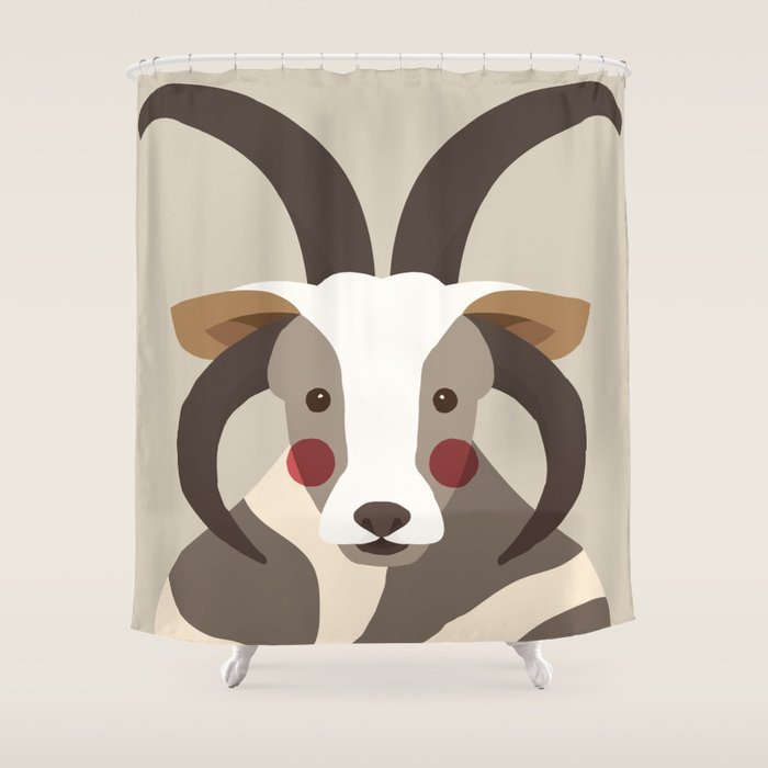 Jacob Sheep Animal Portrait Shower Curtain Gallery Image 1