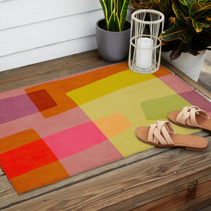 Mid-Century Modern Abstract Shapes I Outdoor Rug Gallery Image 2