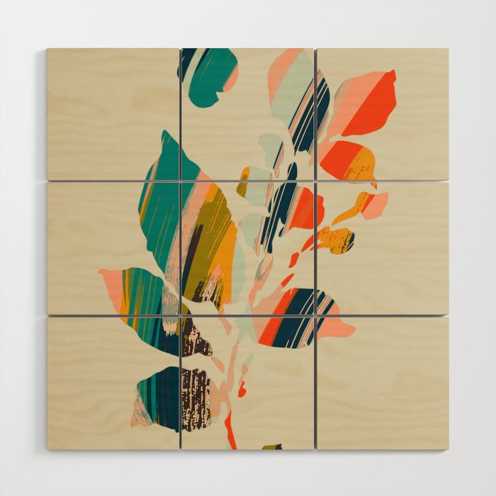 Colorful Poplar tree leaf Wood Wall Art Gallery Image 1