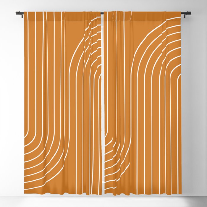 Minimal Line Curvature XCIII Bright 70s Orange Mid Century Modern Arch Abstract Window Curtain Gallery Image 5