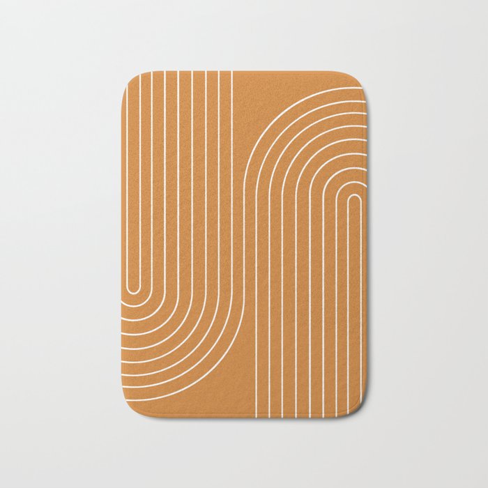 Minimal Line Curvature XCIII Bright 70s Orange Mid Century Modern Arch Abstract Bath Mat Gallery Image 1