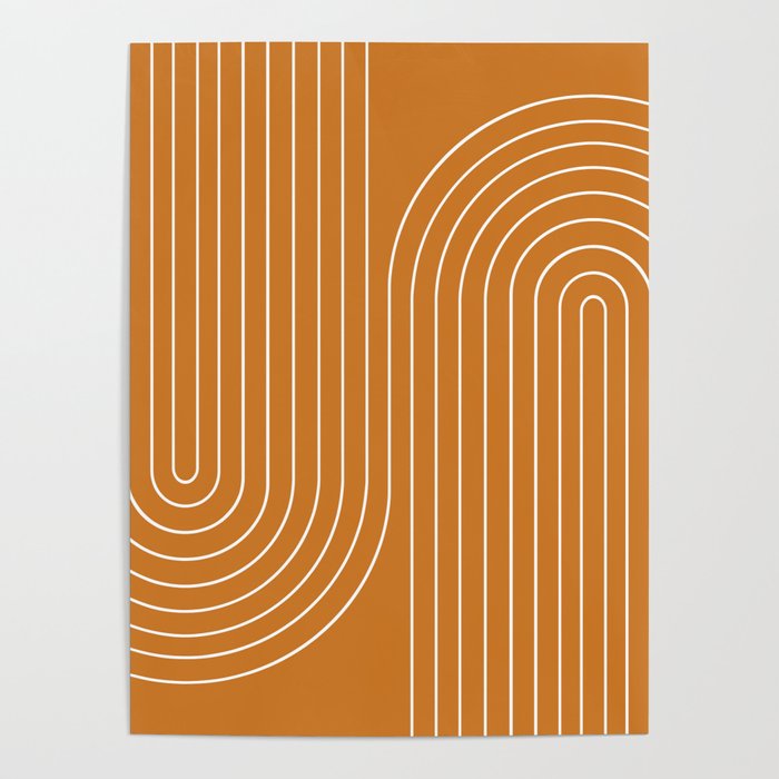 Minimal Line Curvature XCIII Bright 70s Orange Mid Century Modern Arch Abstract Poster Gallery Image 1