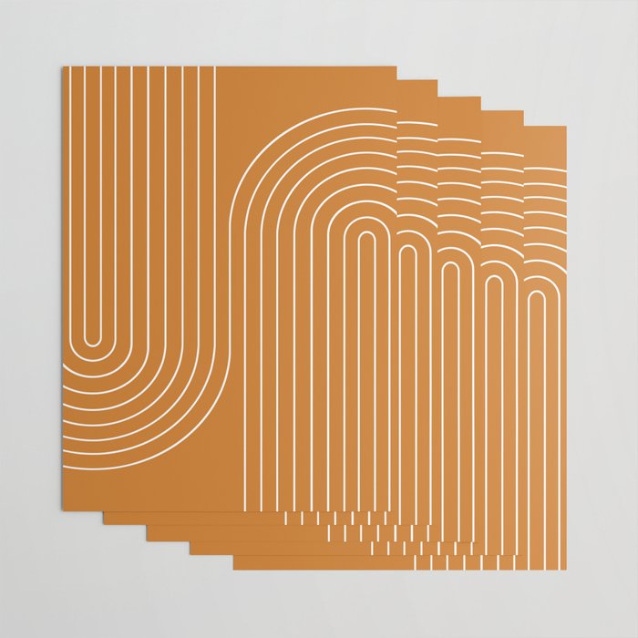 Minimal Line Curvature XCIII Bright 70s Orange Mid Century Modern Arch Abstract Wrapping Paper Gallery Image 3