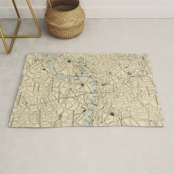 Vintage Map of London England (1901) Rug Gallery Image 1