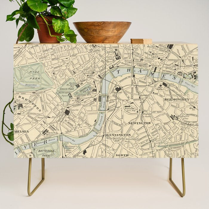 Vintage Map of London England (1901) Credenza Gallery Image 1