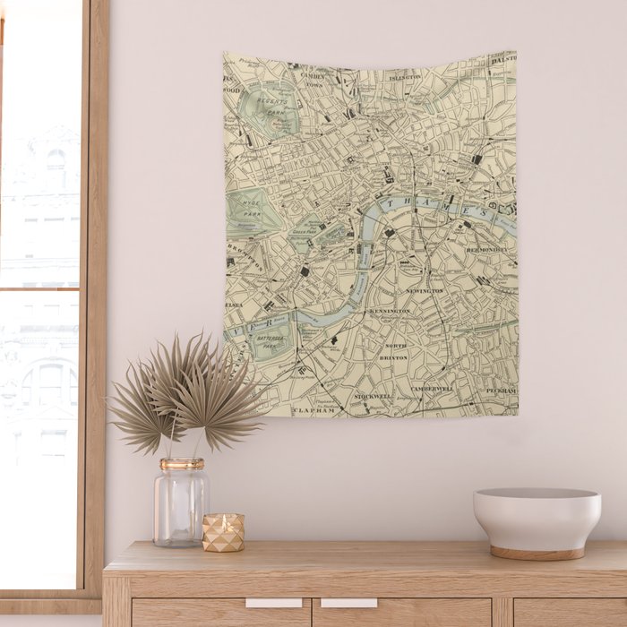 Vintage Map of London England (1901) Wall Tapestry Gallery Image 2