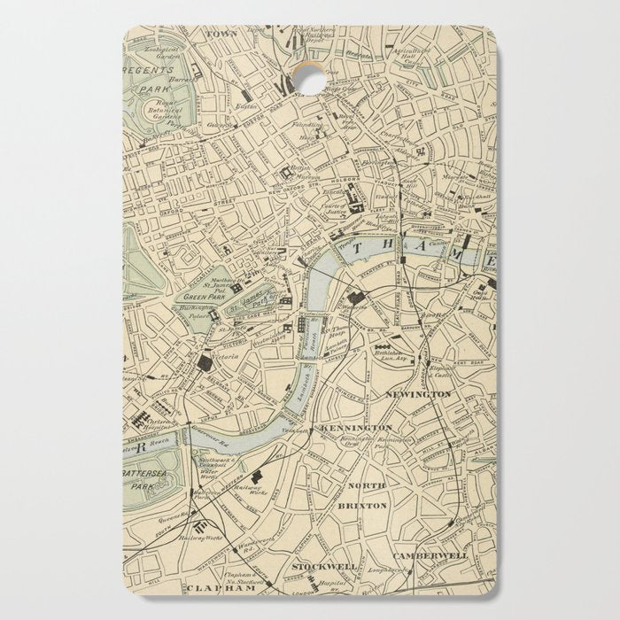 Vintage Map of London England (1901) Cutting Board Gallery Image 1