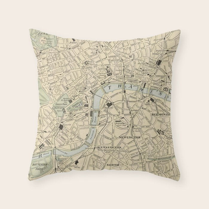 Vintage Map of London England (1901) Throw Pillow Gallery Image 1