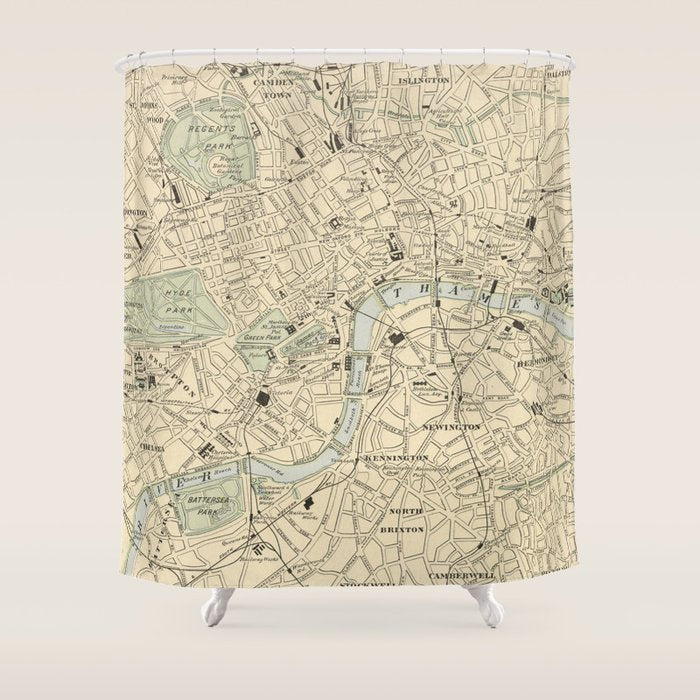 Vintage Map of London England (1901) Shower Curtain Gallery Image 1
