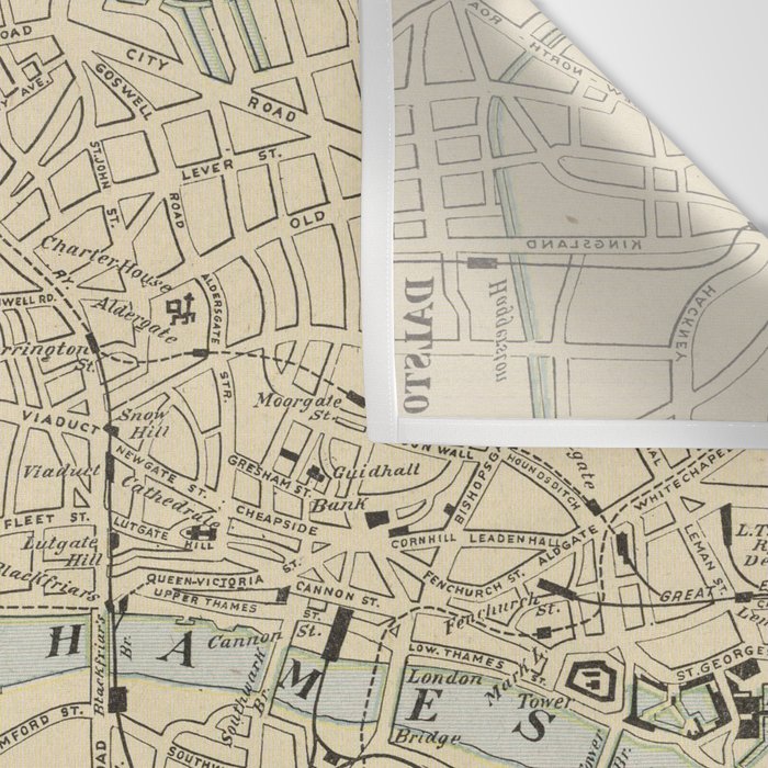 Vintage Map of London England (1901) Wall Tapestry Gallery Image 3