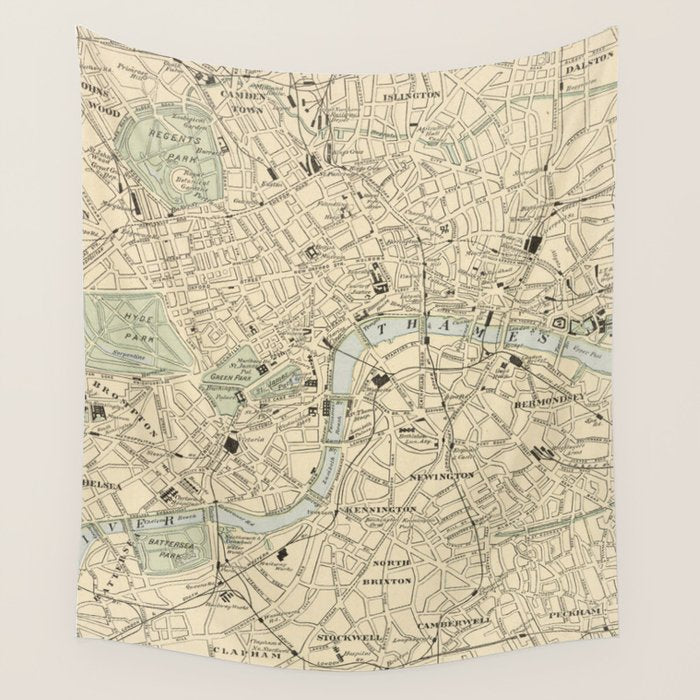 Vintage Map of London England (1901) Wall Tapestry Gallery Image 4