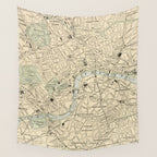 Vintage Map of London England (1901) Wall Tapestry Gallery Image 4