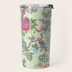 Chinoiserie Mint Green Pastel Fresco Floral Garden Birds Oriental Botanical Travel Mug Gallery Image 2