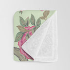 Chinoiserie Mint Green Pastel Fresco Floral Garden Birds Oriental Botanical Throw Blanket Gallery Image 3