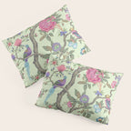 Chinoiserie Mint Green Pastel Fresco Floral Garden Birds Oriental Botanical Pillow Sham Gallery Image 3