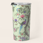 Chinoiserie Mint Green Pastel Fresco Floral Garden Birds Oriental Botanical Travel Mug Gallery Image 3