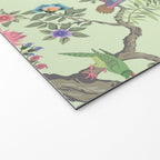 Chinoiserie Mint Green Pastel Fresco Floral Garden Birds Oriental Botanical Welcome Mat Gallery Image 2