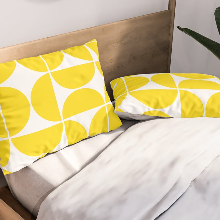 Mid Century Modern Geometric 04 Lemon Yellow Pillow Sham Gallery Image 2