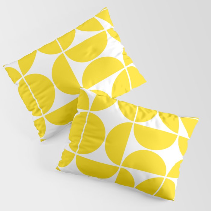 Mid Century Modern Geometric 04 Lemon Yellow Pillow Sham Gallery Image 3
