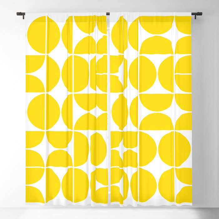 Mid Century Modern Geometric 04 Lemon Yellow Window Curtain Gallery Image 1