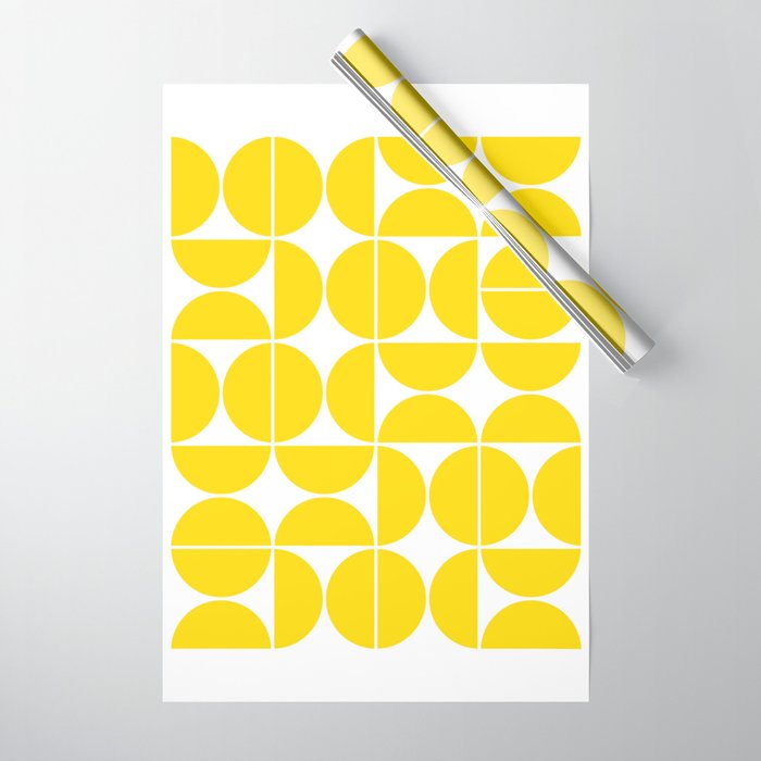 Mid Century Modern Geometric 04 Lemon Yellow Wrapping Paper Gallery Image 1