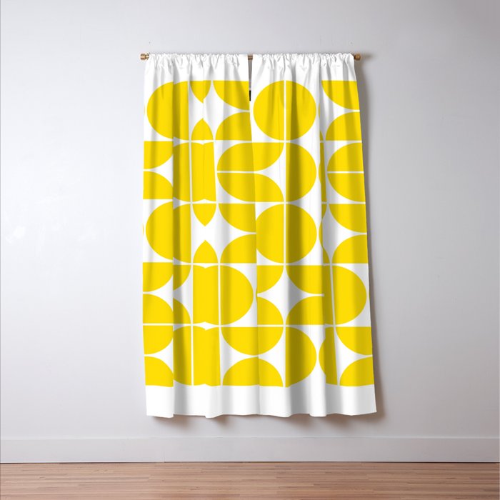 Mid Century Modern Geometric 04 Lemon Yellow Window Curtain Gallery Image 3