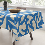 Abstract blue flower petal nature art pattern Tablecloth Gallery Image 3