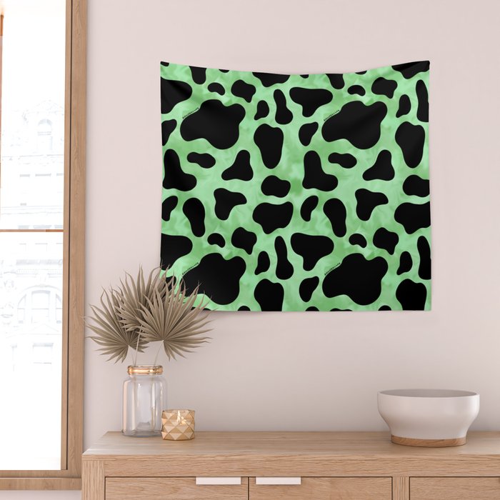 Mint Cow Print Wall Tapestry Gallery Image 2