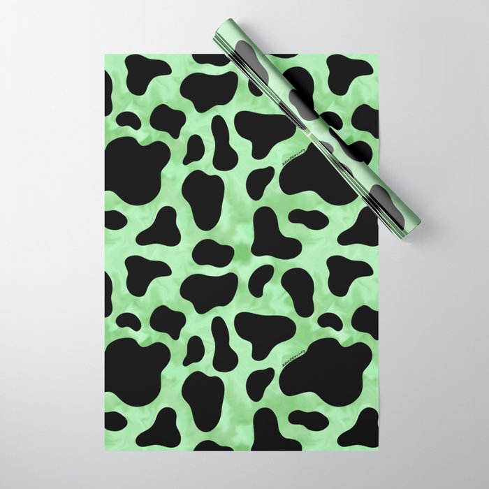 Mint Cow Print Wrapping Paper Gallery Image 1