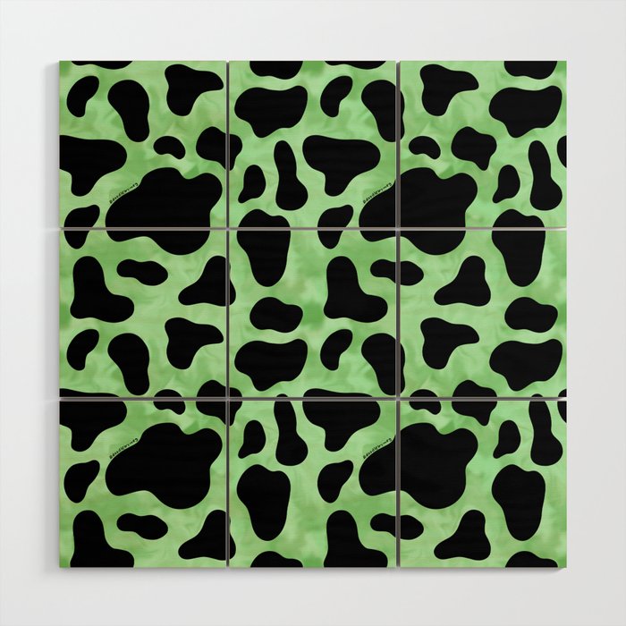 Mint Cow Print Wood Wall Art Gallery Image 1