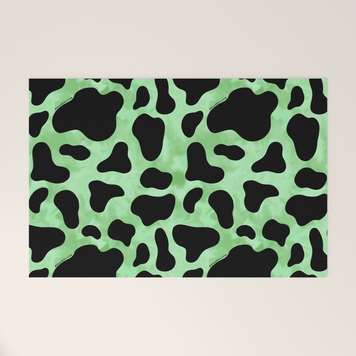 Mint Cow Print Welcome Mat Gallery Image 1