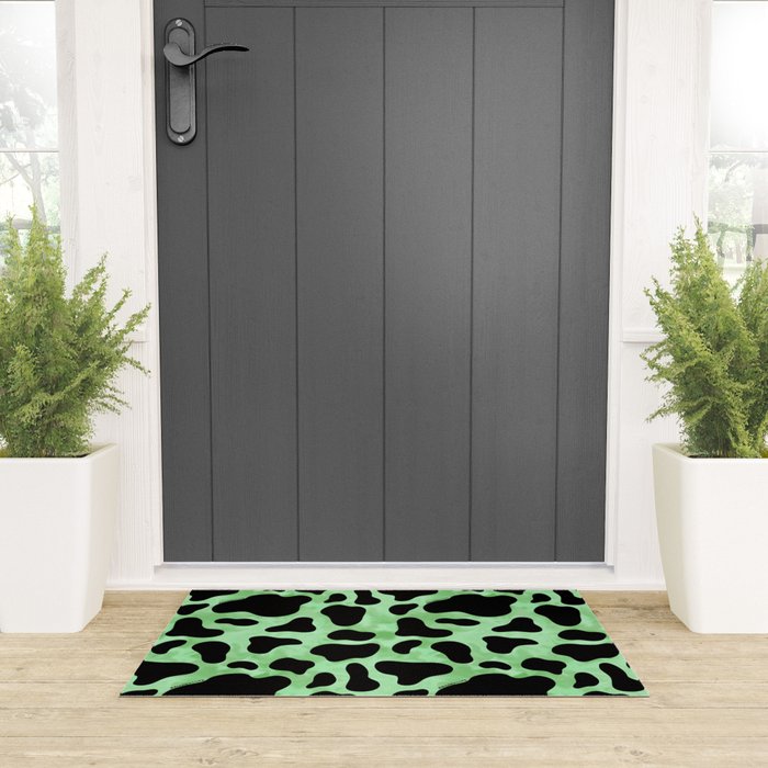 Mint Cow Print Welcome Mat Gallery Image 3