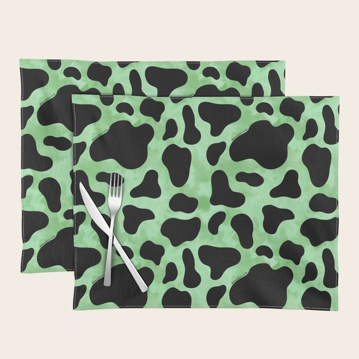Mint Cow Print Placemat Gallery Image 1