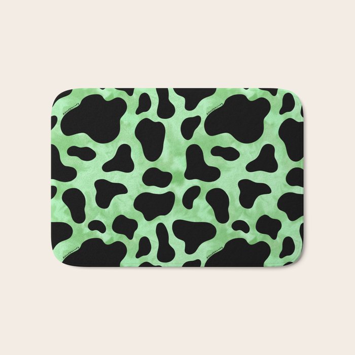 Mint Cow Print Bath Mat Gallery Image 1