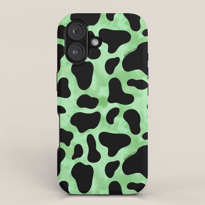 Mint Cow Print iPhone Case Gallery Image 1