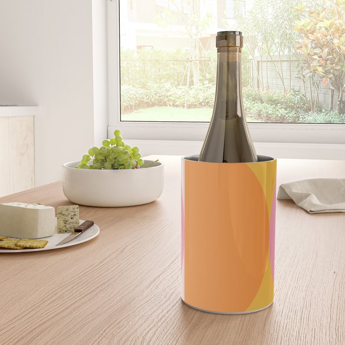 Mid Century Modern Scandinavian Geometric Abstract 354 Pink Yellow and Orange Wine Chiller Gallery Image 4